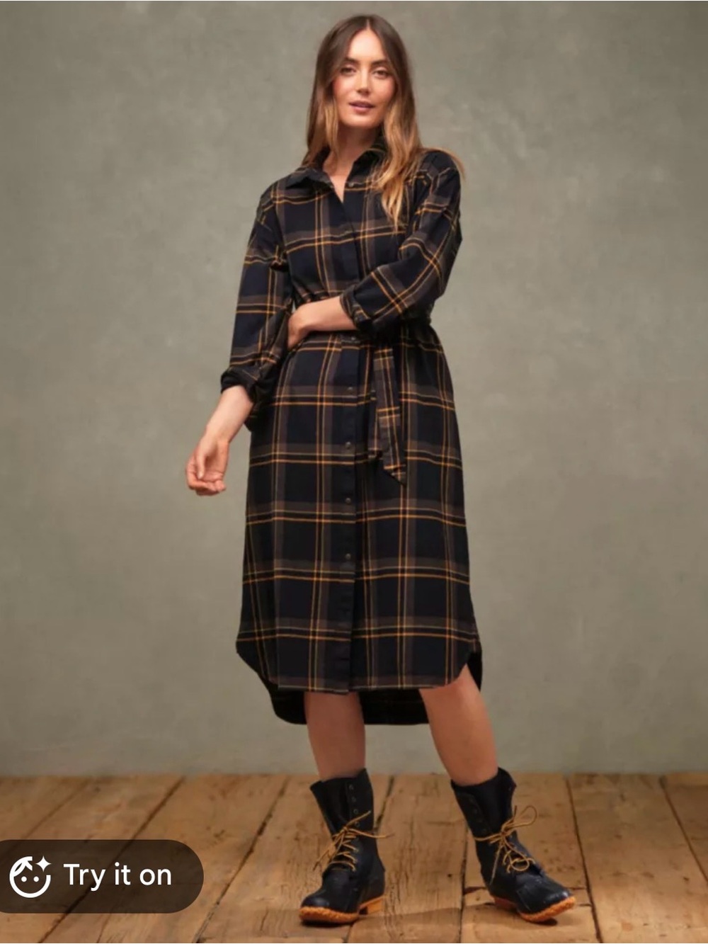 L.L. Bean Women's Signature Camp Flannel Midi Dress Size Small Plaid
